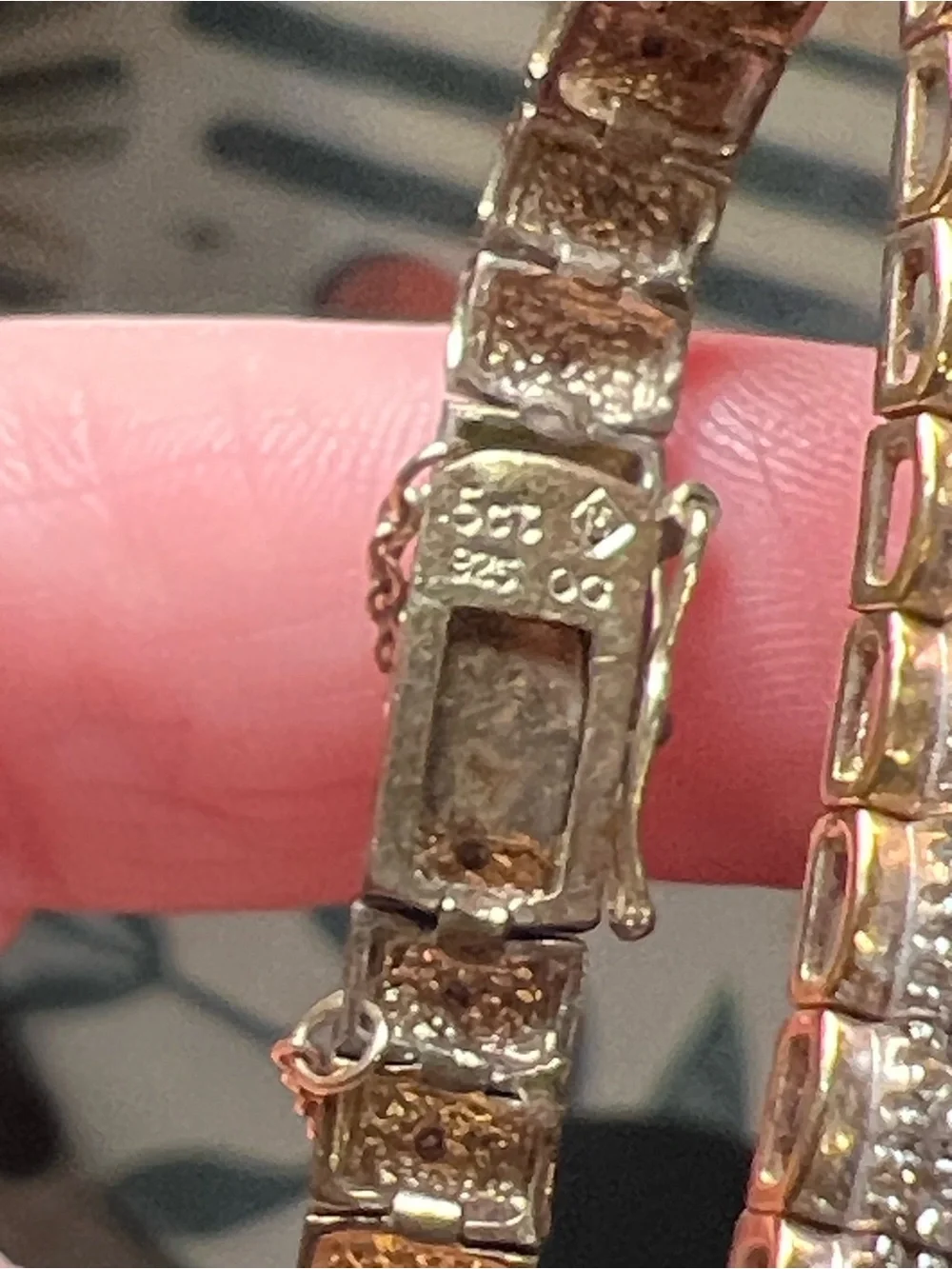 Vintage .5ct Diamond Gold Plated Sterling Silver Tennis Bracelet Safety Chain